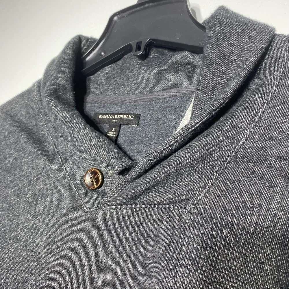 Banana Republic Shawl Collar Sweater Men's S Gray Warm Cotton Casual Pullover